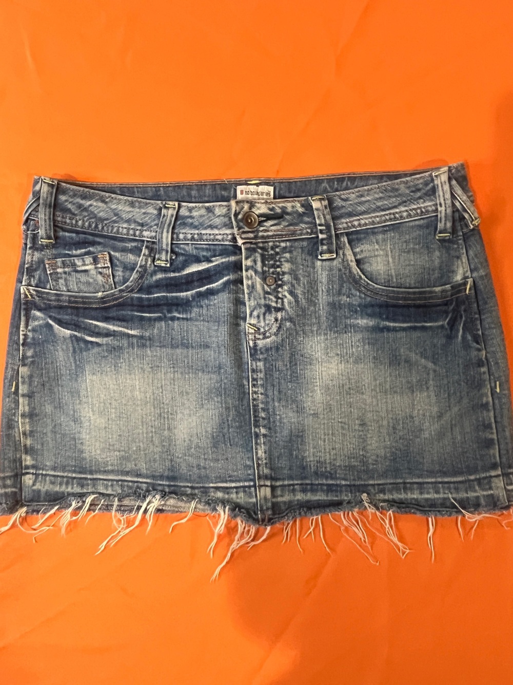 No Boundaries Light Blue Distressed Denim Mini Skirt